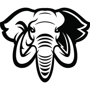 Olifant #2 hoofd Wildlife Wild dier dierentuin Cartoon College High School Team Sport mascotte Logo. SVG. PNG Clipart Vector Cricut knippen snijden