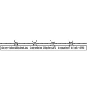 Barbed Wire Straight Line Frame Silver Razor Fence Fencing Barb Bob Forbidden Danger Jail Prison Security SVG PNG Clipart Vector Cricut Cut