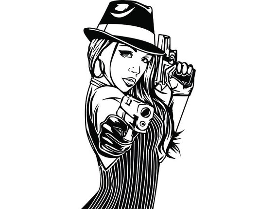Download Gangster Girl 1 Sexy Woman Female Holding Pistols Fedora ...