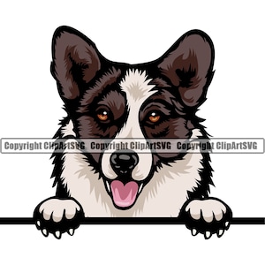 カーディガン ウェルシュ コーギー 犬種 ピーキング ピーカブー 幸せそうな顔 子犬 動物 ペット カラー アートワーク ペンブローク デザイン ロゴ JPG PNG SVG クリップアート ベクター