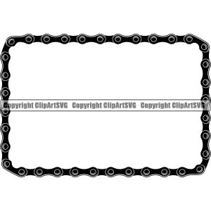 Fahrrad Kette Rechteck Bordüre Rahmen Zyklus Radfahren Fahrrad Teil Rennen BMX Racing Geschwindigkeit Design Element Art Logo SVG PNG Vektor Cricut Schnitt Schneiden