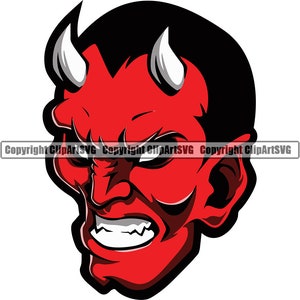 Teufel Maskottchen Cartoon College High School Mannschaft Sport rot blau Dämon Evil Satan Design Logo Farbe SVG PNG Clipart Vektor Cricut Cut Cutting