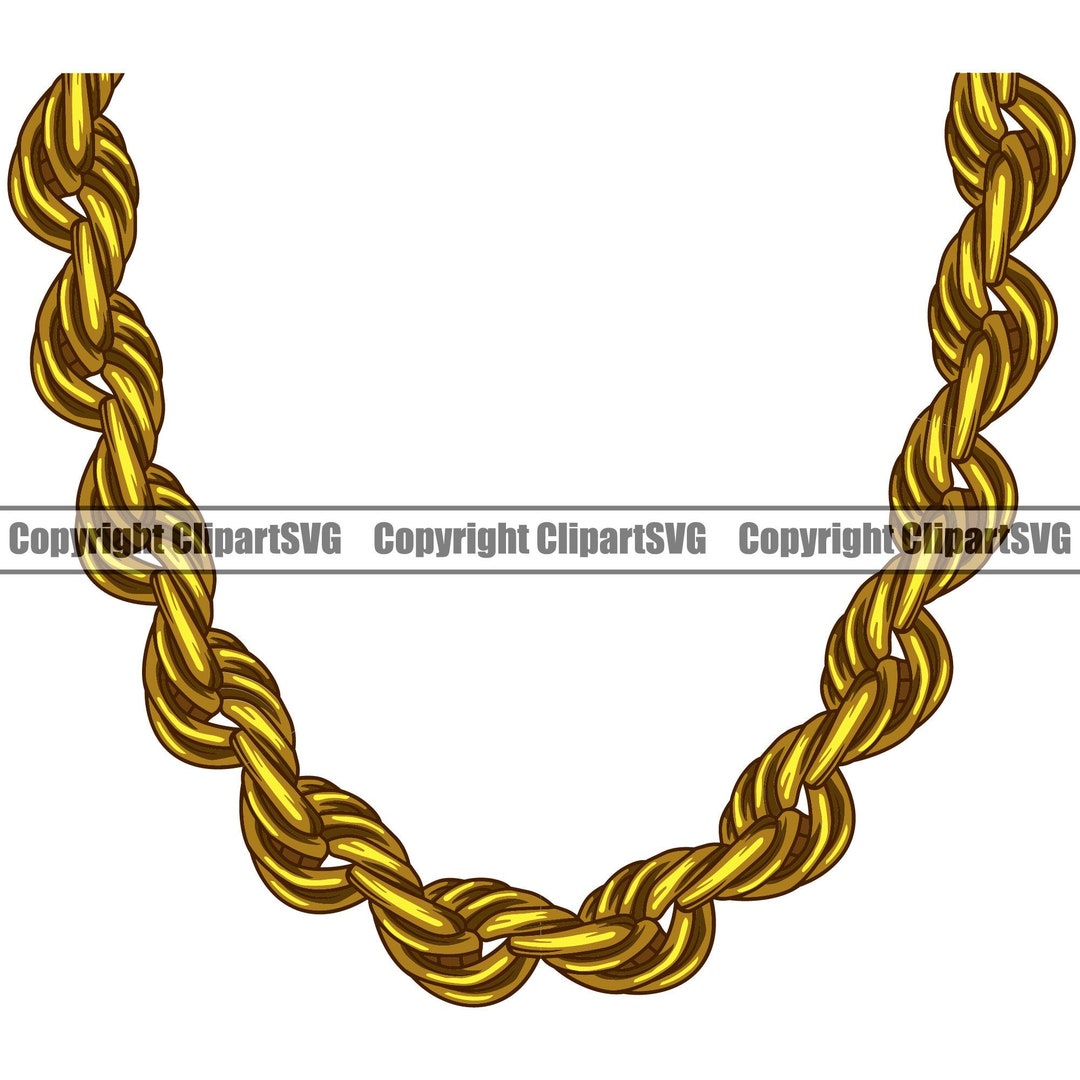 Gold Chain Link Necklace Jewelry Shiny Bling Rich Wealth Cash Money Hip ...