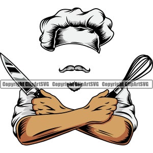 Chef-kok mes garde hoed Cap koken voedsel bakken Baker bakken keuken Grill BBQ-biefstuk eten voedsel ontwerpelement logo SVG PNG clipart vector knippen