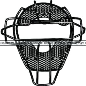 Sport Baseball Helm Kopfbedeckung Umpire Catcher Ausrüstung Gesichtsmaske Uniform Schutz Spiel Logo .SVG .PNG Clipart Vektor Cricut Schnitt Schneiden