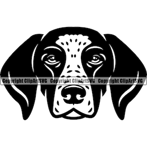 Englischer Pointer Hunderasse Kopf glückliches Gesicht Welpe Welpe Haustier Kunst Deutsch Kurzhaar Weimaraner Vizsla Logo SVG PNG Clipart Vektor Schneiden Schneiden Schnitt