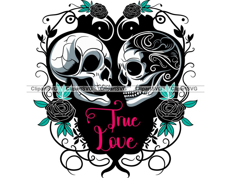 Skull Couple True Love Skeleton Valentine's Day Romantic Horror Gothic ...