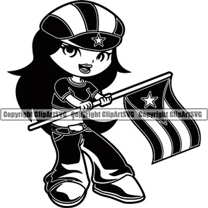 プエルトリコ リコのかわいい女の子 女性 女性 旗 国 世界 国家 記号 シンボル デザイン 要素 ロゴ SVG PNG クリップアート ベクター カット