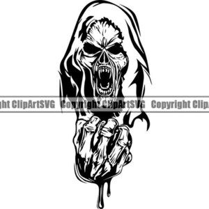 Grim Reaper #21 Skull Death Zombie Evil Kill Killer Grim Horror Ghost Tattoo Skeleton Bone Logo .SVG .PNG Clipart Vector Cricut Cut Cutting