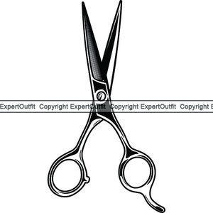 May include: Black and silver hairdressing shears with a sharp point and two rings.