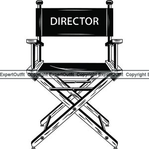 Directeur par intérim emploi signe chaise noire en bois mobilier pliable équipement de divertissement Clip Art. SVG. PNG vecteur Clipart Cricut coupe coupe