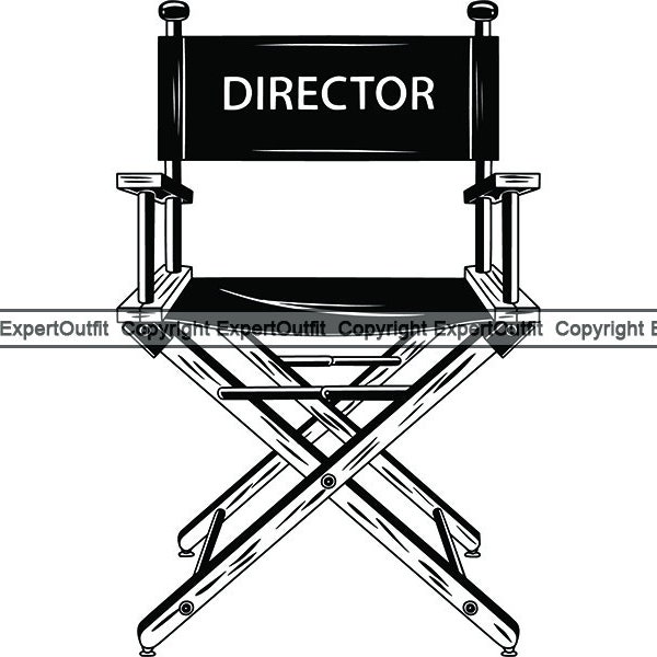 Acting Director Job Sign Wooden Black Chair Foldable Furniture Entertainment Equipment Clip Art .SVG .PNG Clipart Vector Cricut Cut Cutting
