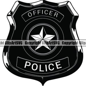 Distintivo della polizia #1 Ufficiale Poliziotto Applicazione della legge Uniforme Crimine Sicurezza penale Giustizia legale System.SVG.PNG Clipart vettoriale Cricut Taglio Taglio