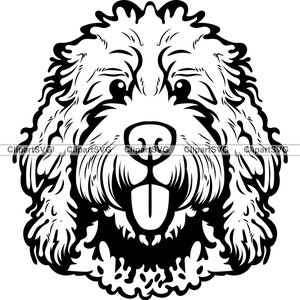 Sheepadoodle Smiling Dog Cute Puppy Face Canine Pet Old English Sheepdog Toy Poodle Breed Paw Drawing Art Logo Tattoo Design SVG PNG Cut