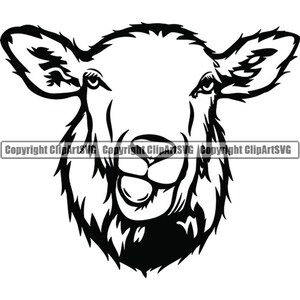 Schaf #2 Lamm Kopf Gesicht Profil Bauernhof Vieh Tier Zoo Schafwolle Natur Wolle Kleidung Art Design Logo SVG PNG Vektor Clipart Schnitt Schneidedatei