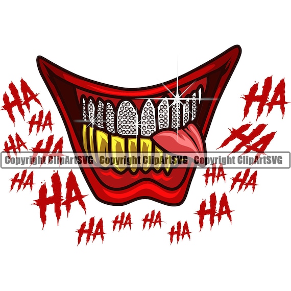 Joker Ha Smile Diamond Gold Teeth Bite Tongue Bling Super Hero