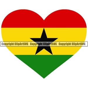 Ghana Herzförmige Flagge Afrika African Country World National Nation Love Logo Art .JPG .PNG Clipart Clip Art Design Grafik Download Datei