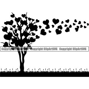 Árvore Amor Coração Cuidados Com A Família Folha Natureza Crescer Vida Planta Primavera Moldura Parede Arte Decoração Design Cartão Elemento Logotipo SVG PNG Arquivo de corte