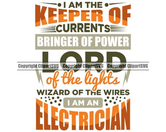 Electrician Keeper Of Currents Lord Of The Light Funny Electrical Electric Repair Service Design Logo PNG SVG Clipart Vector Cricut Cut File