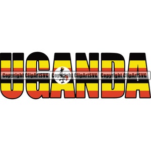 Uganda Ugandan Text Word Letter Typography Flag Country World Nation Map Design Element Quote Logo SVG PNG Clipart Vector Cut Cutting File