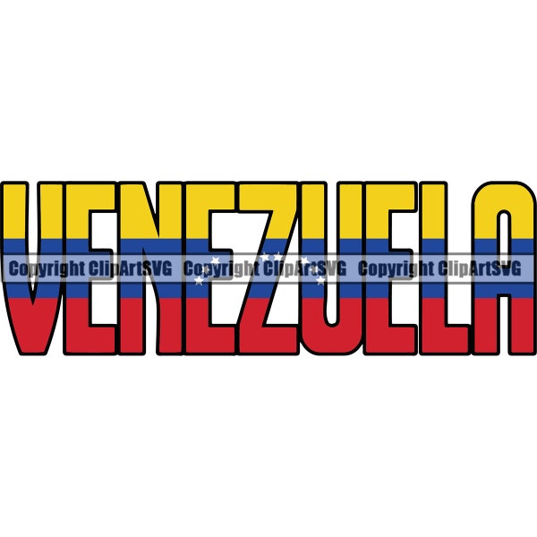 Venezuela Venezuelan Name Word Text Flag Name Country World Nation Map Sign Symbol Design Element Art Logo SVG PNG Clipart Vector Cut File