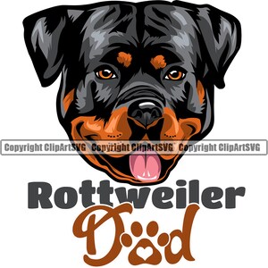 Rottweiler Dad Dog Breed Father  Owner Love Puppy Paw Pup Pet K-9 Art Design Element Logo SVG PNG JPG Clipart Vector Cricut Cut Cutting File
