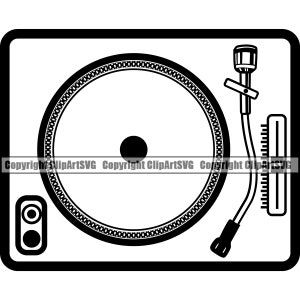 Muziek Draaitafel Platenspeler Mixer DJ Disc Jockey Krabben Album Vinyl Club Stereo Sound Design Art Logo SVG PNG Vector Clipart Cut File