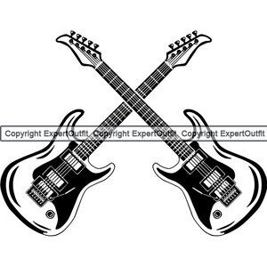 Musique guitare électrique instrument à cordes électronique Musical Pick COncert Rockstar Rock Design Logo.SVG. PNG vecteur Clipart Cricut coupe coupe
