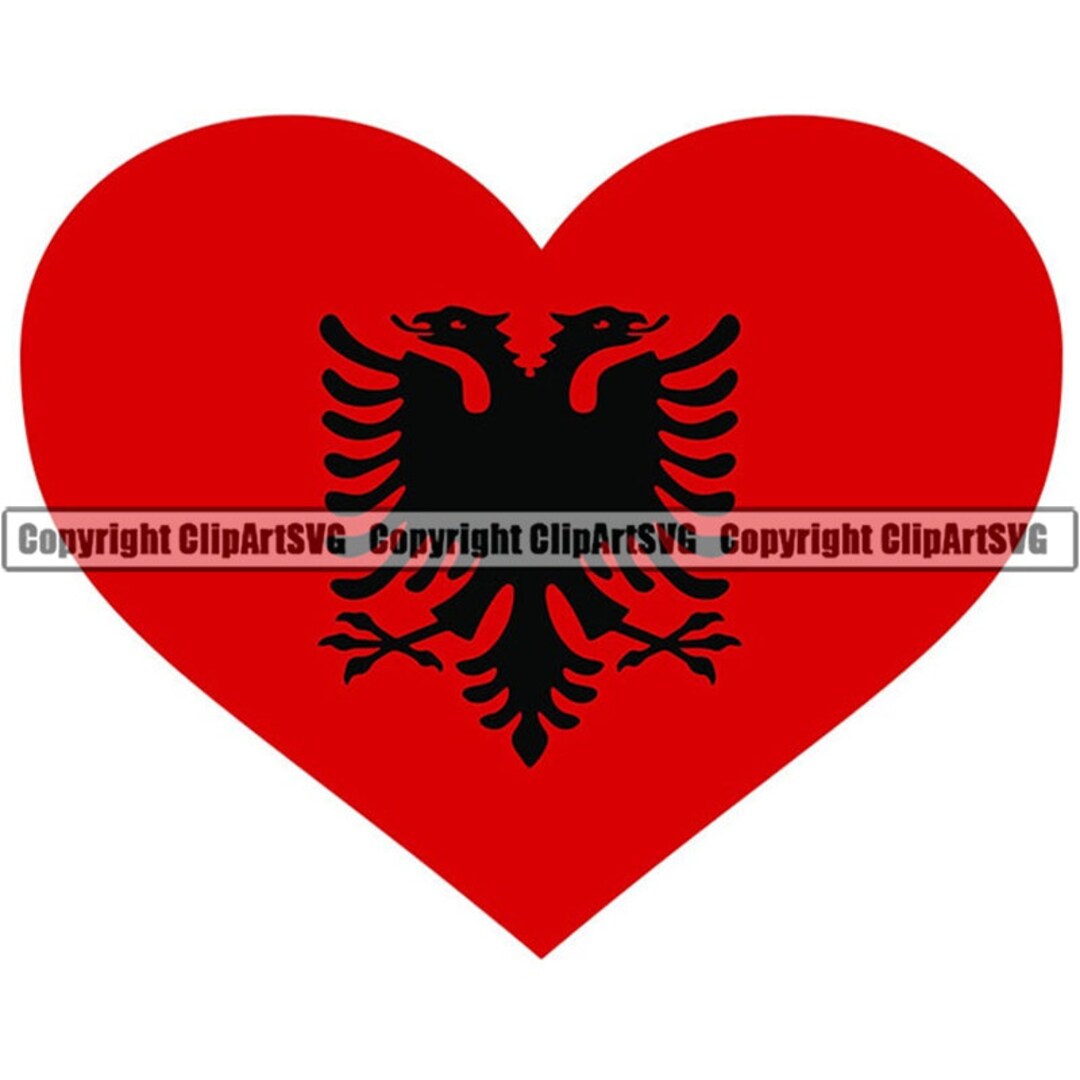 Albania Albanian Heart Shaped Flag Europe Country World National Nation