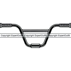 May include: Black and white illustration of a BMX bike handlebar.