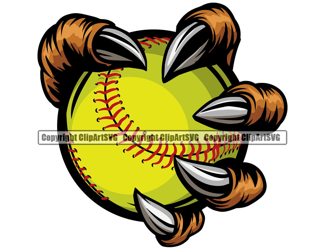Softball Ball Animal Claw Mascot Silhouette Bat School Team Etsy