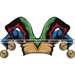 Jester Hat Cap Circus Clown Joker Ocupação Hobby Magician Comedian Jokester Prankster Fool Joke.SVG .PNG Clipart Vector Cricut Cut Cutting