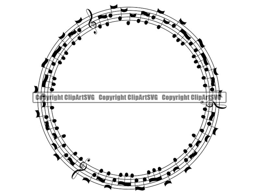 Music Note Circle Round Frame Border Symbol Treble Clef Sheet Musical ...