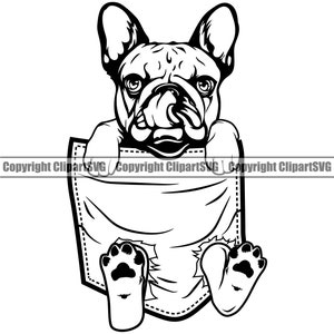 French Bulldog Dog Breed Shirt Pocket Cute Paw Puppy Pup Pet K-9 Art Design Element Logo SVG PNG JPG Clipart Vector Cricut Cut Cutting File