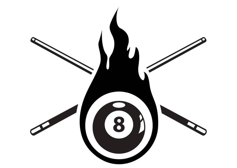 Billiards Pool Logo 1 Eight 8 Nine 9 Ball Stick Cue Sports Etsy