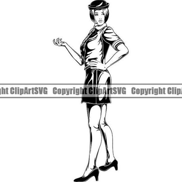 Flugbegleiter #1 Reise Uniform Stewardess Beruf weiblich Service Frau Flugzeug Airline .SVG .EPS Clipart Vektor Cricut Cut Cutting