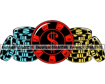 Kasinochipstapel Satsa Pengar Tur Vinn Risk Spela Poker Spelautomat Craps Roulette Vegas Bordspel Design Konst Logotyp SVG PNG Vektor Clipart Klipp ut