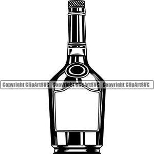 Botella de licor Alcohol Whisky Bebida escocesa Bar Pub Taberna Fiesta Espíritus Copa de vino Elemento de diseño en blanco Logotipo SVG PNG Vector Corte Archivo de corte