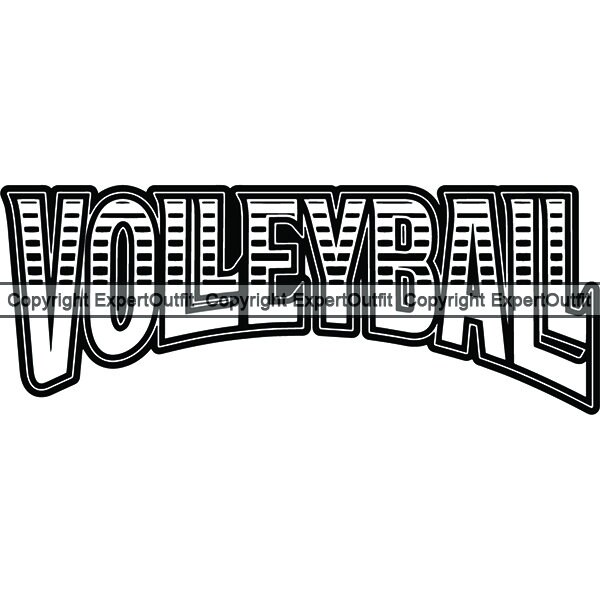 Volleyball Word Text Type Lettering Typeface 3D Logo Etsy