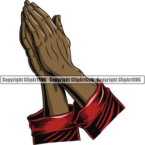 Black Hands Pray Praying Prayer Jesus God Faith Christ Holy Bible Cross Church Hope Heaven Art Design Logo SVG PNG Vector Clipart Cut File