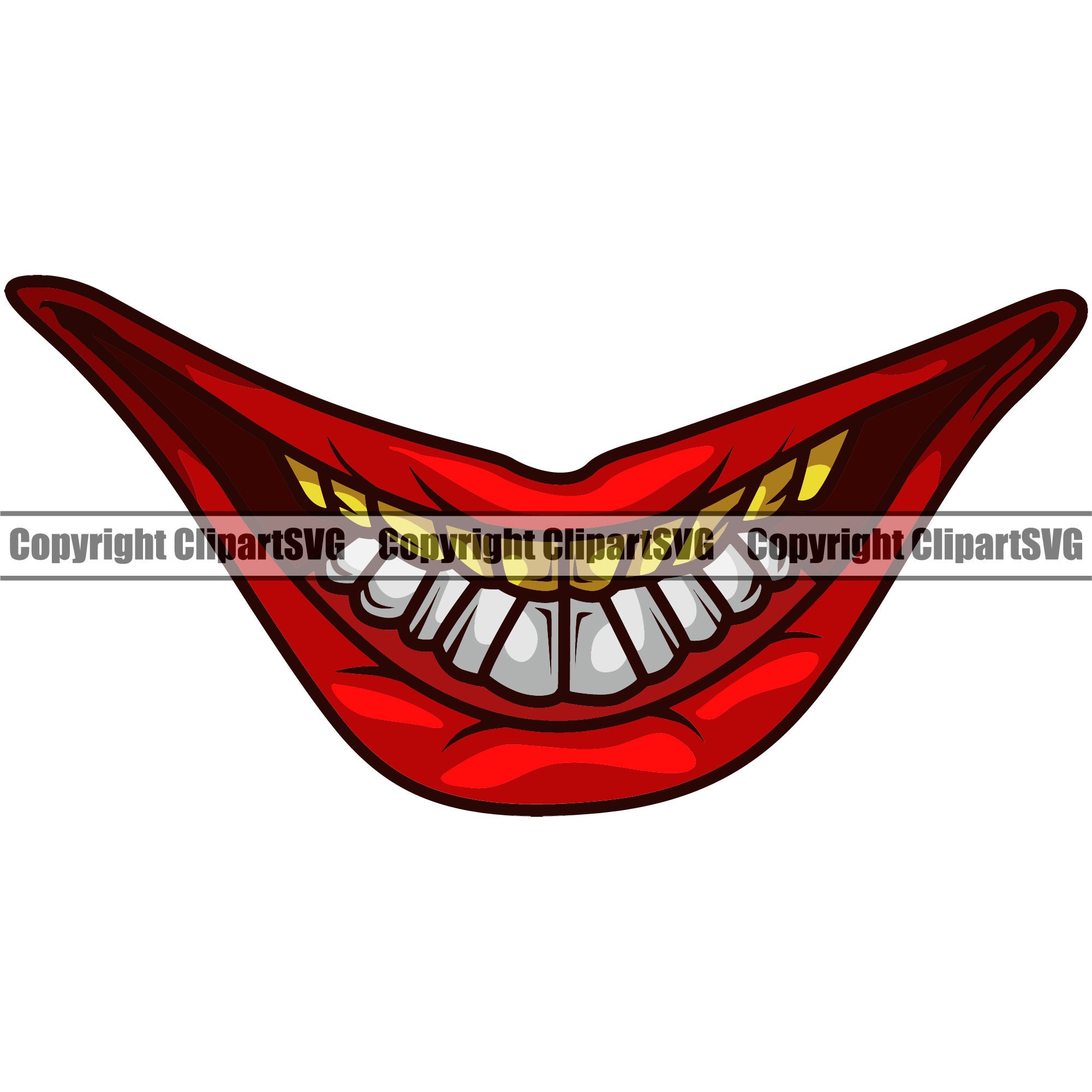 Joker Smile Gold Teeth Thug Clown Scary Mouth Mask Evil Grin | Etsy
