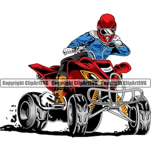 Quad Runner ATV Extreme Dirt Bike Outdoor Motor Fun Wheel Sports Man Ride All Terrain Action Vehicle Mud 4x4 Logo SVG PNG Clipart Vector Cut
