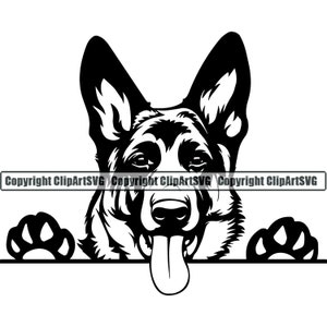 Deutscher Schäferhund #24 Lächelnd Hunderasse K-9 Haustier Polizei Cop Law Enforcement Stammbaum Logo . SVG .PNG Clipart Vektor Cricut Cut Cut Schneide
