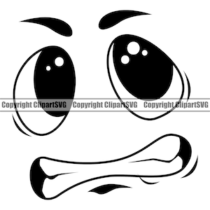 Dibujos animados expresión facial emoción asustado triste llanto ojo boca nariz ceja cara cabeza emblema elemento de diseño logotipo SVG PNG Clipart Vector Cut File