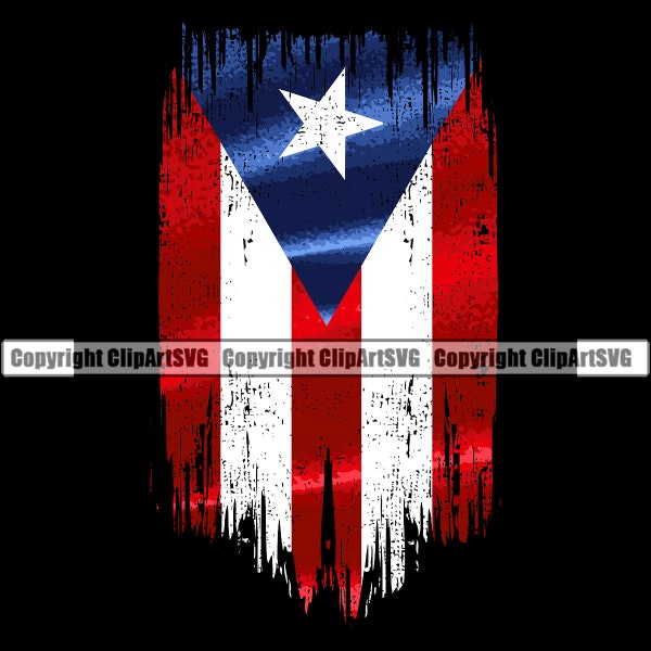 Puerto Rico Rican Distressed Ripped Torn Flag Country World Nation Sign Symbol Icon Art Design Element Badge Logo SVG PNG Clipart Vector Cut