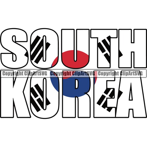 South Korea Korean Name Word Text Flag Name Country World Etsy