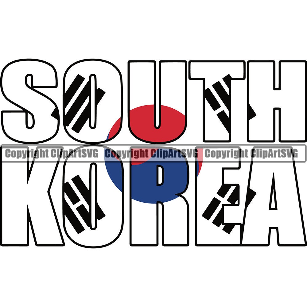 South Korea Korean Name Word Text Flag Name Country World Etsy