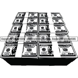 Money #24 Cash Stack 100 Dollar Bills Currency Business Advertising Design Element Logo.SVG .EPS .PNG Clipart Vector Cricut Cut Cutting File