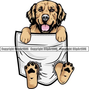 Golden Retriever Dog Breed Shirt Pocket Cute Paw Puppy Pup Pet K9 Art Design Element Logo SVG PNG JPG Clipart Vector Cricut Cut Cutting File