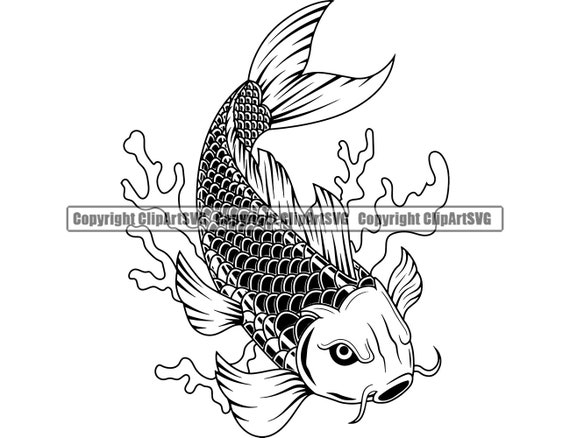 Koi Fish Japanese Tattoo Asian Oriental Art Artwork Japan Yin - Etsy Ireland